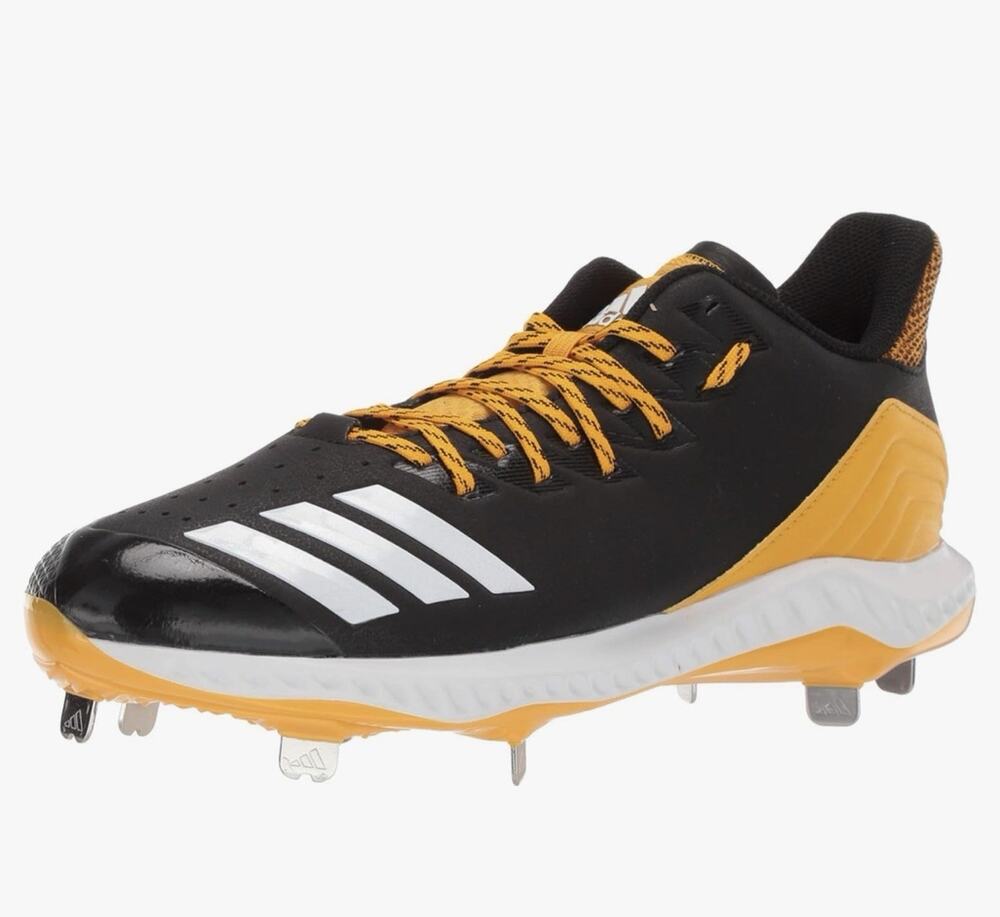 NWT ADIDAS MENS 16 ICON BOUNCE METAL BASEBALL CLEATS BLACK WHITE COLLEGIATE GOLD